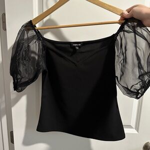 Express black puff sleeve top